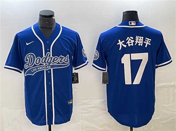 Men's Los Angeles Dodgers #17 Shohei Ohtani Blue Cool Base With Patch Stitched Baseball Jersey,We sell and wholesale Men's Los Angeles Dodgers #17 Shohei Ohtani Blue Cool Base With Patch Stitched Baseball Jersey on line form chian!